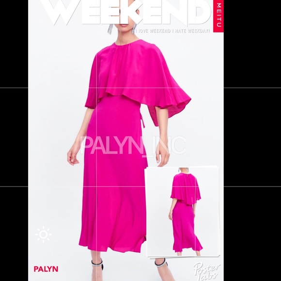 pink cape dress zara The prettiest Zara cape dress